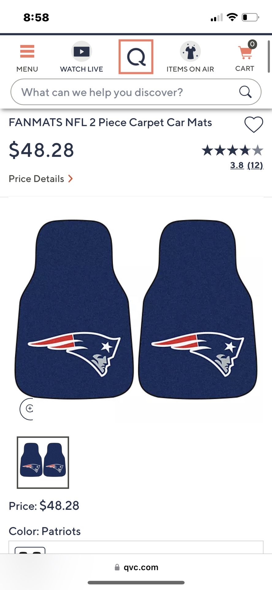 Patriots car mats