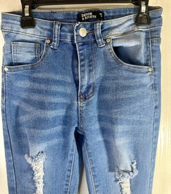 Denim & Rivets Girls Distressed Skinny Jeans Blue Size 12 Frayed Details