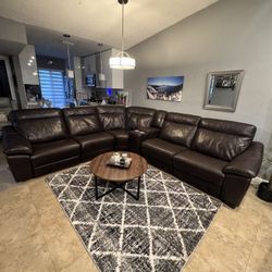 Cindy Crawford Brown Leather Sectional Electric Recliner Couch - FREE DELIVER