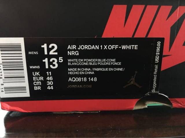 Air Jordan 1 x Virgil Off-White Size 12