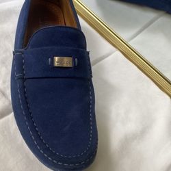GUCCI Blue Sued Driver Loafers 