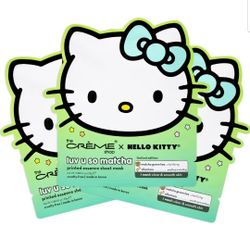 NEW Pack of 3- Day of the The Crème Shop x Hello Kitty Luv U So Matcha Printed Essence Sheet Mask (3 Pack Candels Dia De Los Muertos Altar Jar Candels