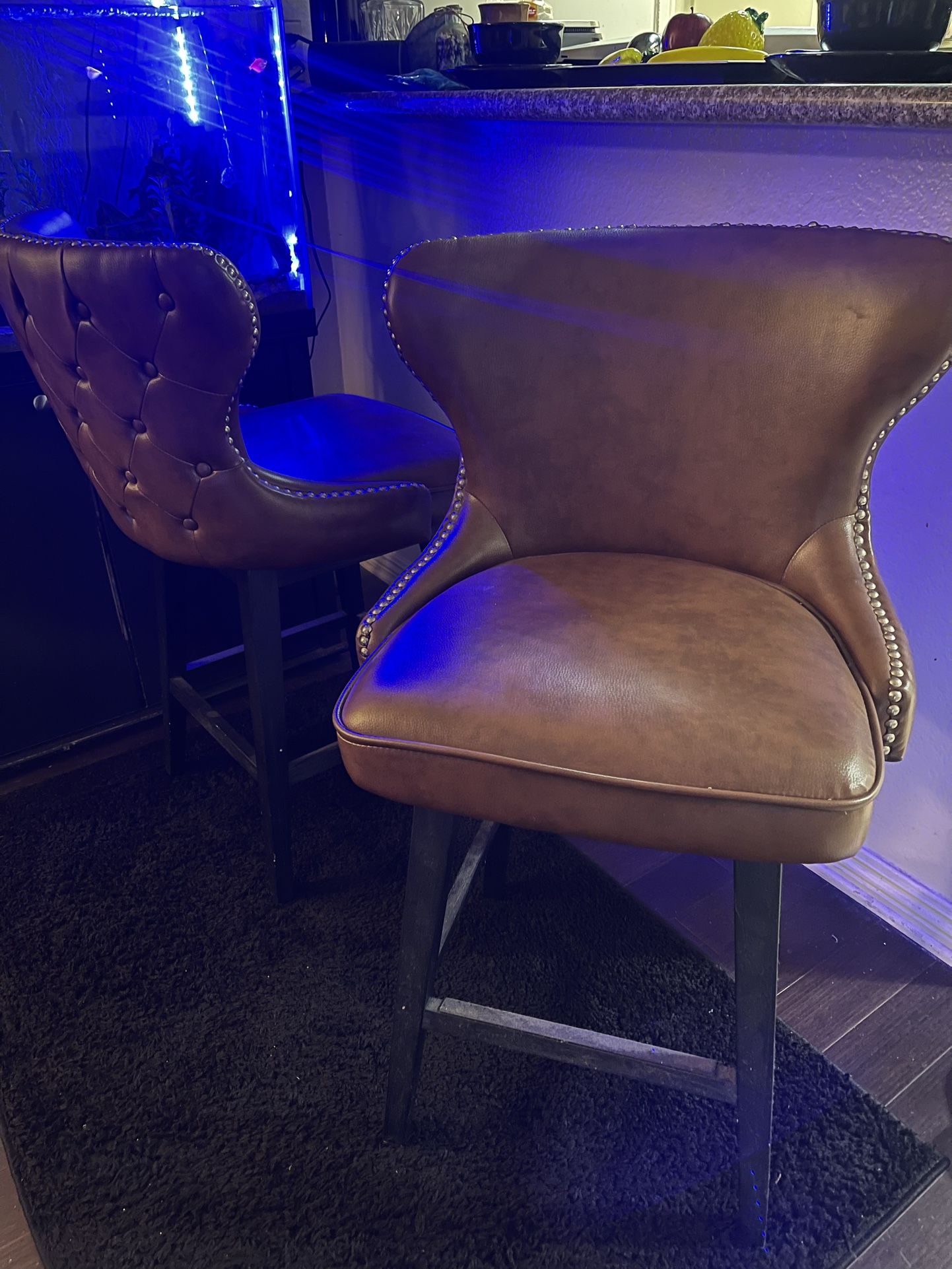 2 Genuine Leather Bar Stools 