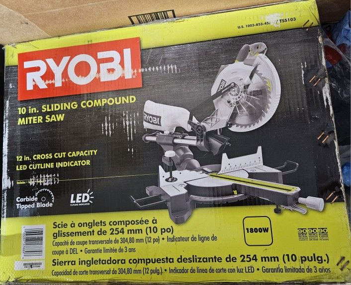 Ryobi 15 Amp 10" Sliding Compound Miter Saw with LED Cutline Indicator
