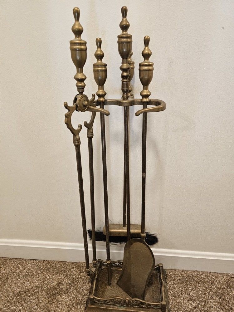 $125.00 - Antique Fireplace Tools & Stand, Italian Brass! Great Condition/Lowest Price!