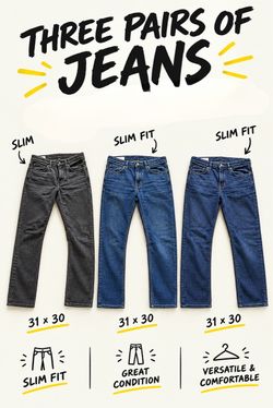 Three Pairs of Slim Fit Jeans 31x30