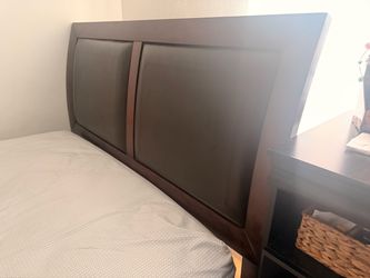 Dark Wood Upholstered Panel Headboard