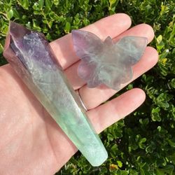 🦋 Crystals | Rainbow Fluorite Wand & Butterfly Set 🦋