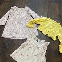 Lot Of 3 Girls Shirt Dress Size 12/18 Months By Okie Dokie #19