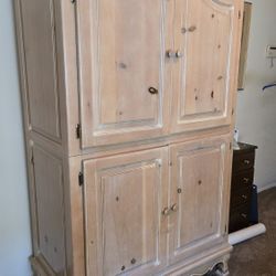 Large Solid Wood Armoire – Distressed Finish – Storage / TV Cabinet