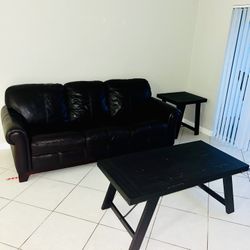 Leather Sofa And Two Tables