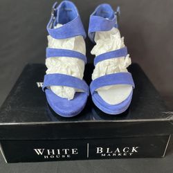White House | Black Market Blue Suede Heels