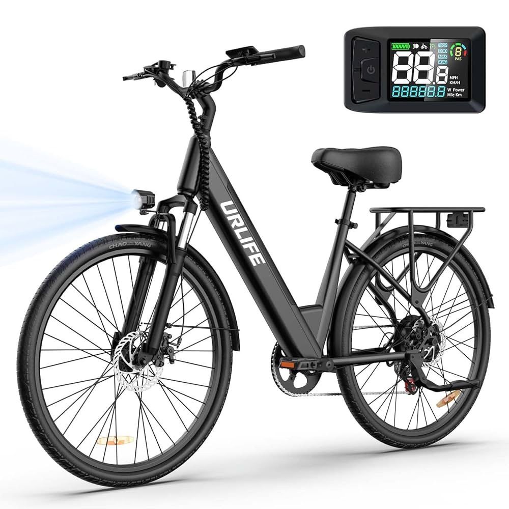URLIFE 26" Electric Bike for Adults, 750W Peak Motor Ebike, 48V 10.4Ah Removable Battery, 60-Mile Max Range & Commuter E-Bike, Front Suspension & 7-Sp