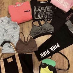 Women’s Victoria’s Secret Lot Bundle Of 10 Sports Bras, Sweatshirts, Pajamas, Bags bundle S/M