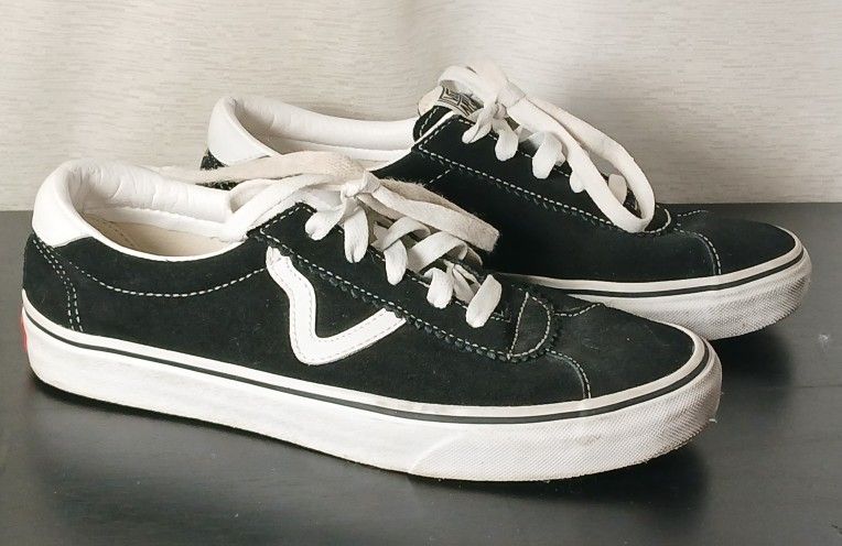 Size Mens 7 - Women's 8.5 VANS Epoch Sport LX Suede Black Platform White Unisex 