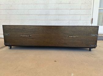 Extra Large Dark Walnut Front Industrial Farmhouse Under Bed Storage Box Tray Casters Wheels Reinforced Pulls