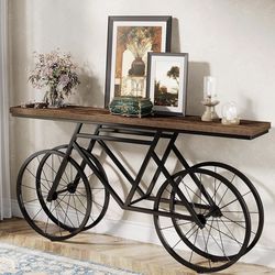 Tribesigns 70.9-Inch Extra Long Console Table, Narrow Sofa Table with Bicycle Metal Base, Modern Industrial Entryway Table Behind Couch Table for Livi