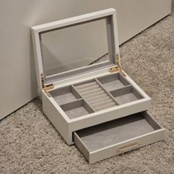White Big Jewelry Box Multi-fution Ring Storage 
