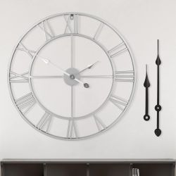 Metal Silent Non Ticking Battery Operated Wall Clocks Silver Size 16" Diameter New Condition 