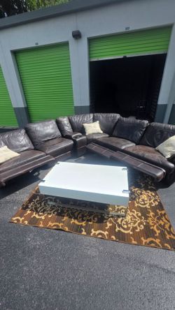 Free delivery-Top grain leather Sectional recliner