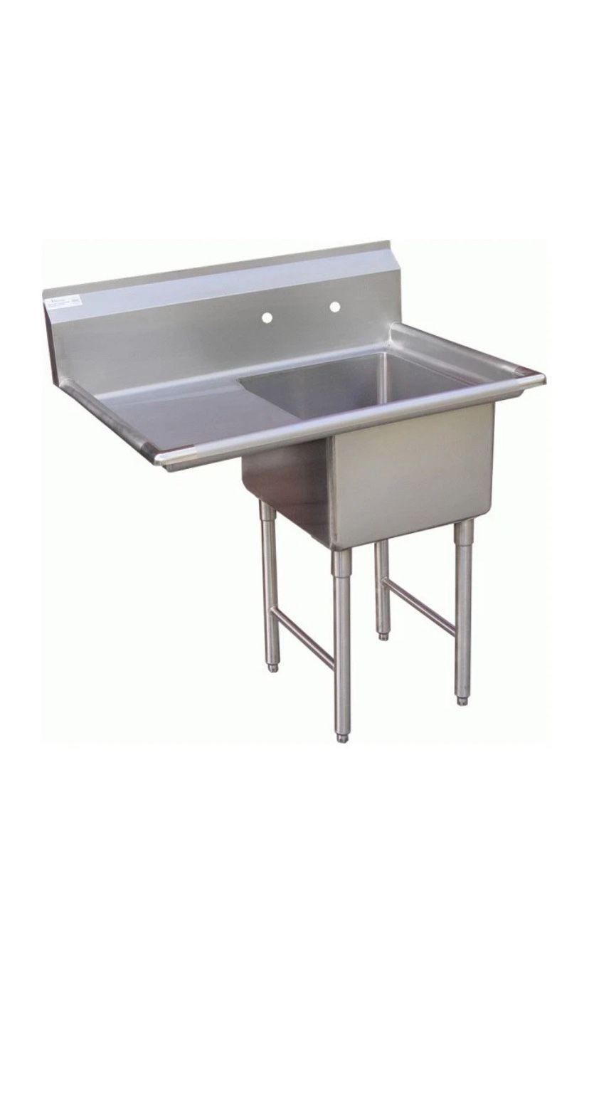 1 Compartment Sink with 1 Left 18" Drain Board NSF