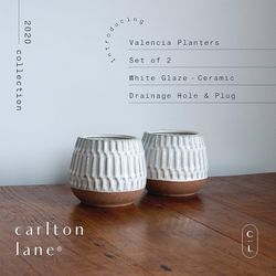 Indoor Flower Pots for Plants – Indoor Garden Planters with Drainage Holes – Set of 2 - Beautiful Small Plant Pots - White