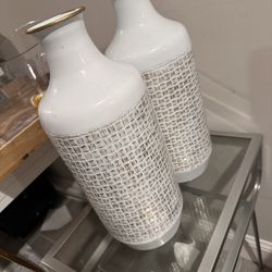 White Vases  Lightweight Metal