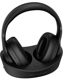 Wireless Headphones for TV ,TV Headphones Wireless with Charging Dock 65H Playtime, Low Latency, Plug-Play, Optical RCA AUX Bluetooth, Assistive Heari