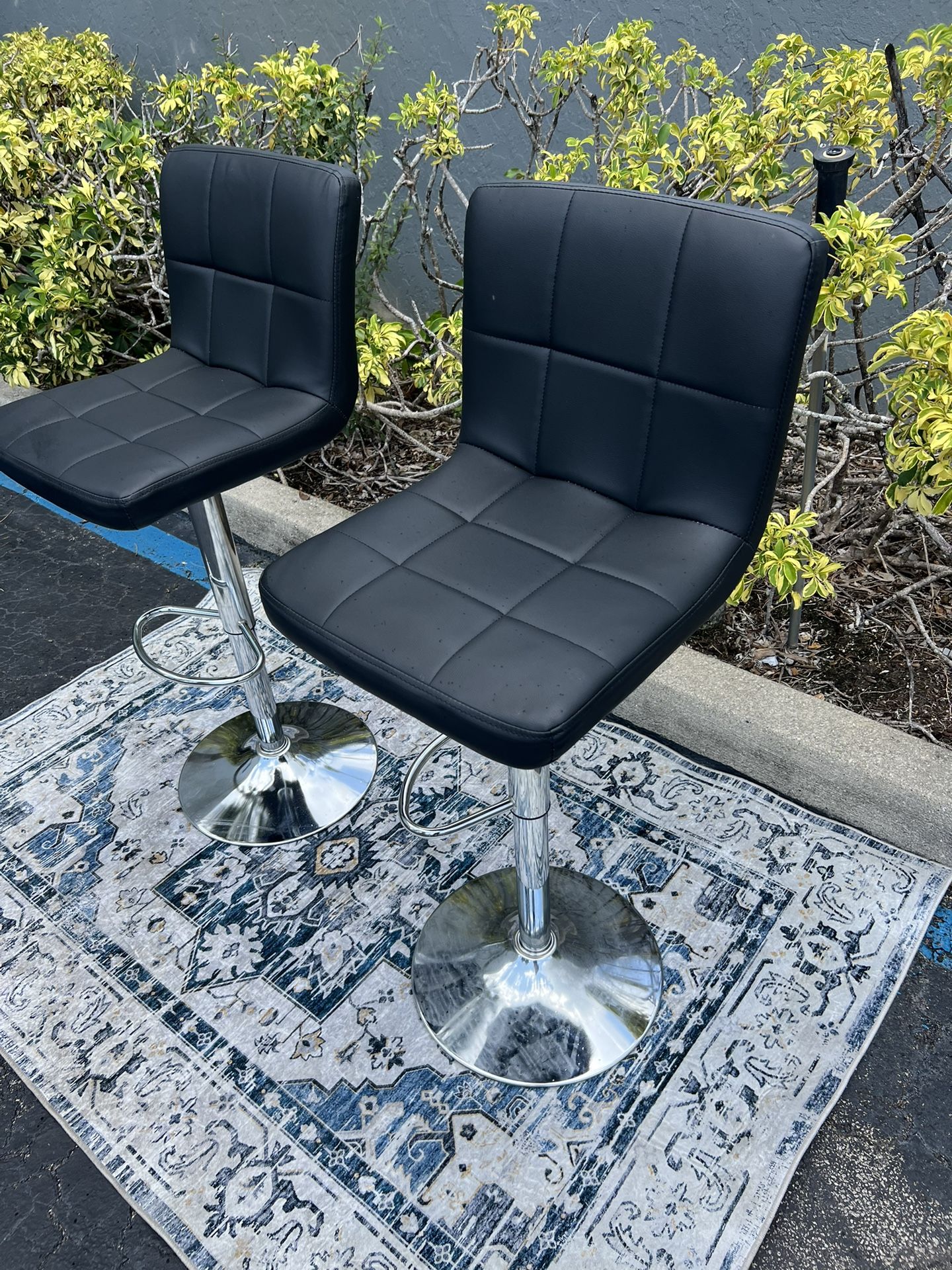Set Of Bar Stools Black Leather Modern Contemporary Seating Island Counter Top Chairw