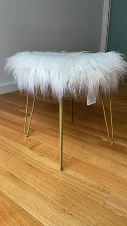 White and gold accent stool