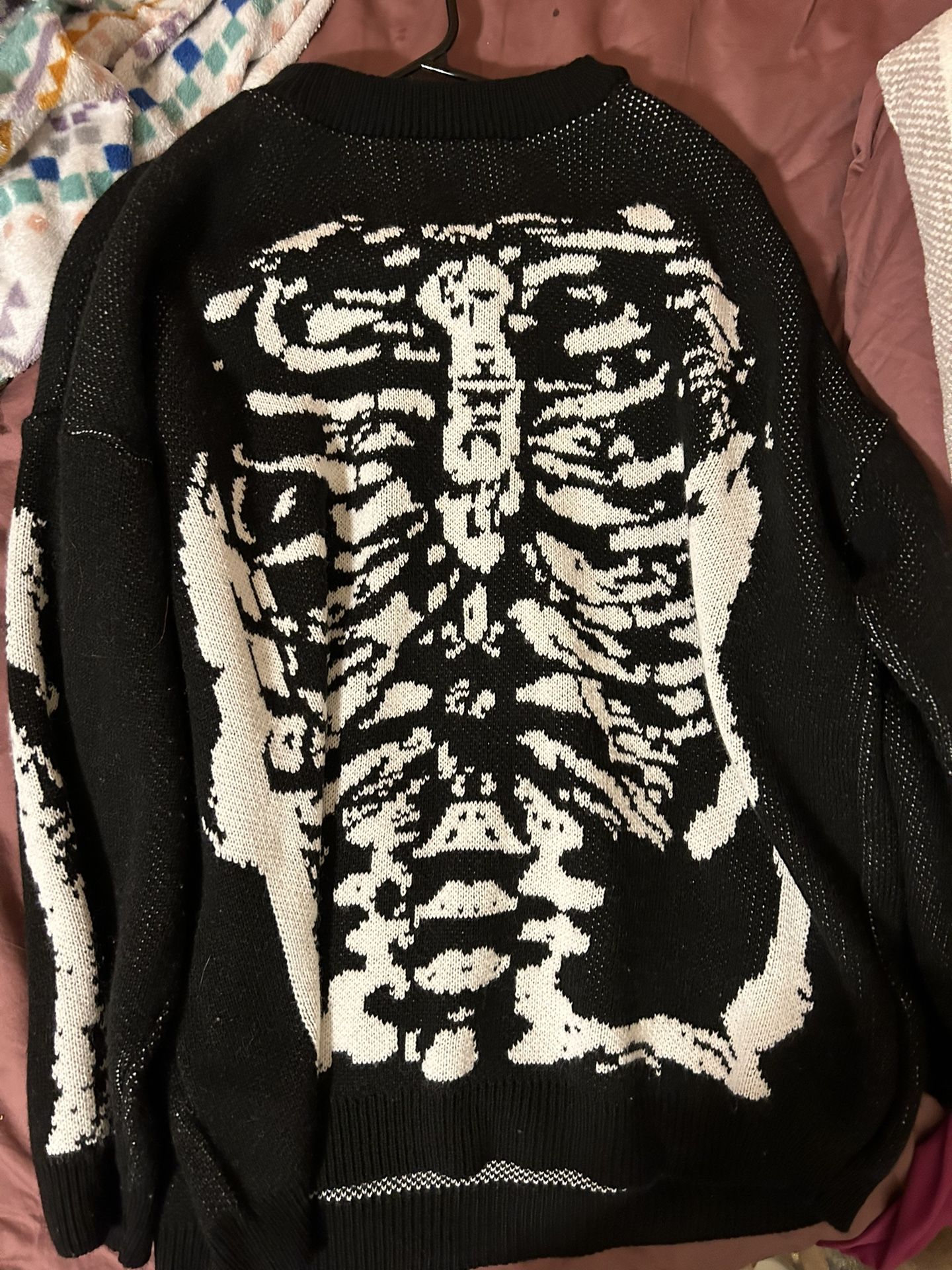 women’s nasty gal large Long Sleeved Sweater Tunic With Skeleton Design