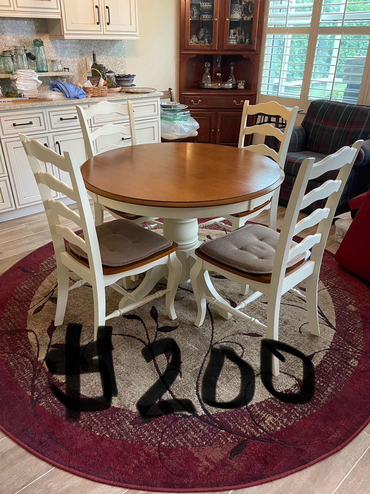French Country Off White Kitchen Table And Chairs 