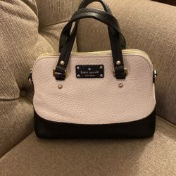 Kate Spade Pebbled Leather Black White Handbag Purse