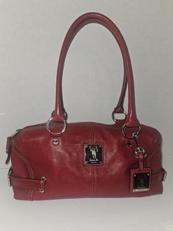 Tignanello Red Pebbled Leather Shoulder Bag