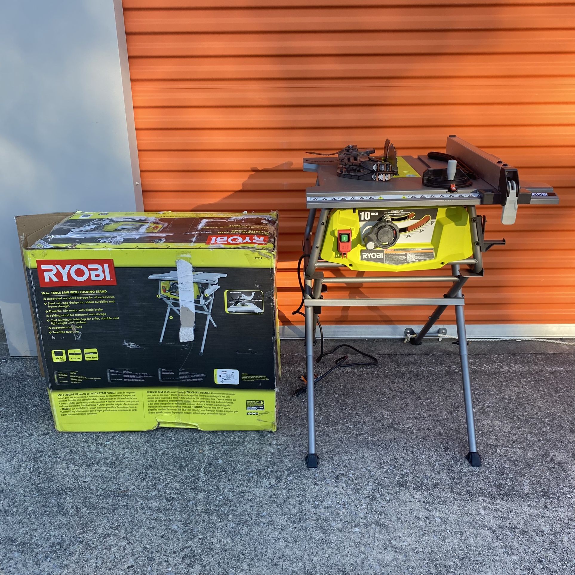 RYOBI 15 Amp 10 in. Compact Portable Corded Jobsite Table Saw with Folding Stand