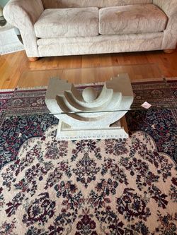 Unique Sculptural Glass Top Coffee Table