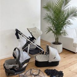 Uppababy V2 Cruz Stroller With Car Seat And Bassinet Beige