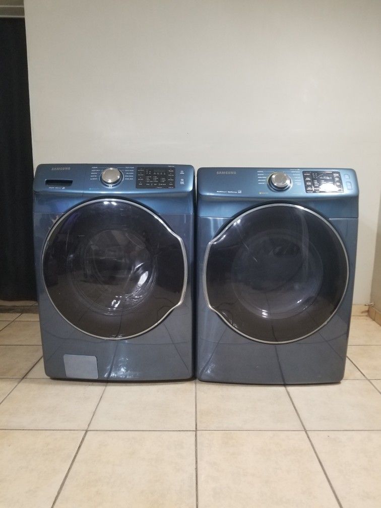 BLUE SAMSUNG WASHER AND ELECTRIC DRYER FREE DELIVERY AND INSTALLATION
