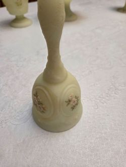 Vintage Fenton Frosted Glass Bell with Floral Detail