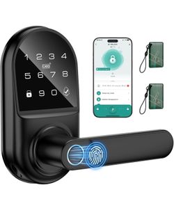 Smart keypad Door Lock with Handle，Fingerprint Keyless Entry Digital Lock with Built-in doorbell for Front Door,Bedroom,biometric Door knob, APP Contr