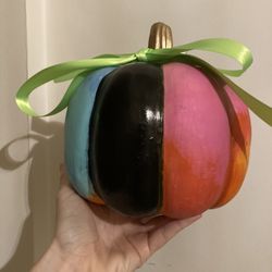 Handpainted MacKenzie-Childs inspection pumpkin 