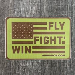New Subdued American Flag FLY FIGHT WIN Patch USAF Military Vinyl Sticker