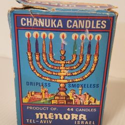 Vintage Box CHANUKA MENORAH 44 Twisted Candles Israel Christmas Hanukkah 
