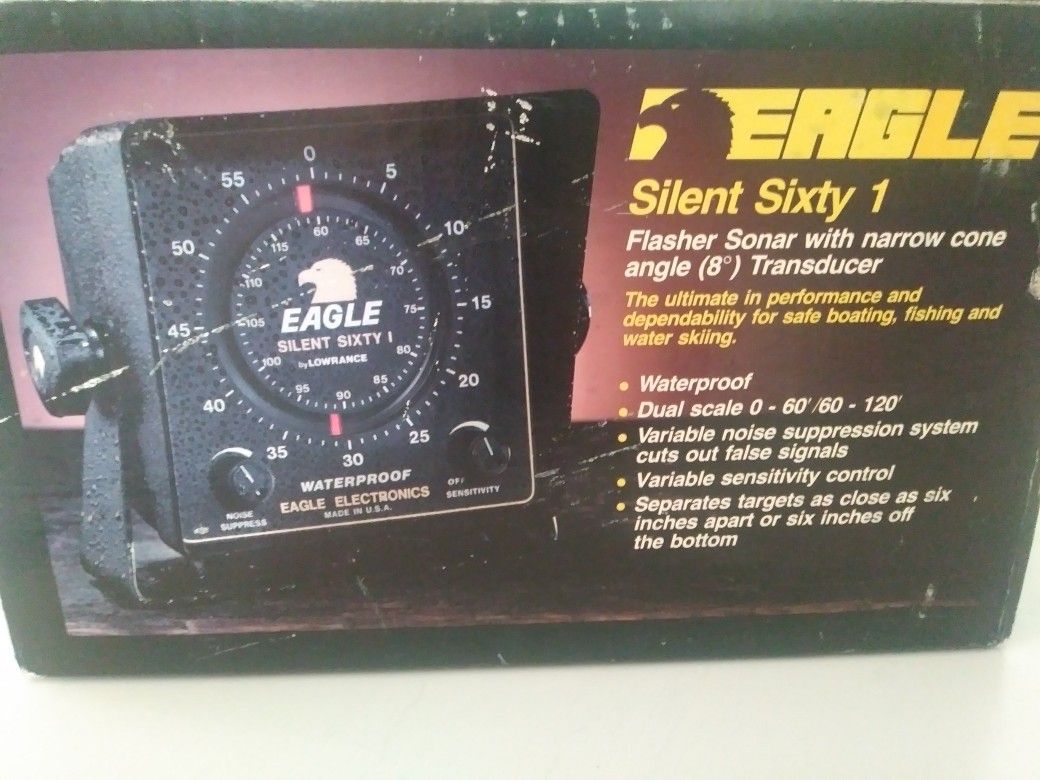 Eagle silent sixty 1 depth finder flasher sonar with cables and transducer