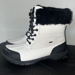 UGG Butte Boots White Black Sherpa Fur Lined Vibram Winter Waterproof Men sz 9.5