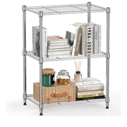 450 lbs Wire Storage Shelving 3-Tier Utility Shelving Unit Steel Organizer Wire Rack for Home,Kitchen,Office,Chrome(11.8" D x 17.7" W x 26.4" H)