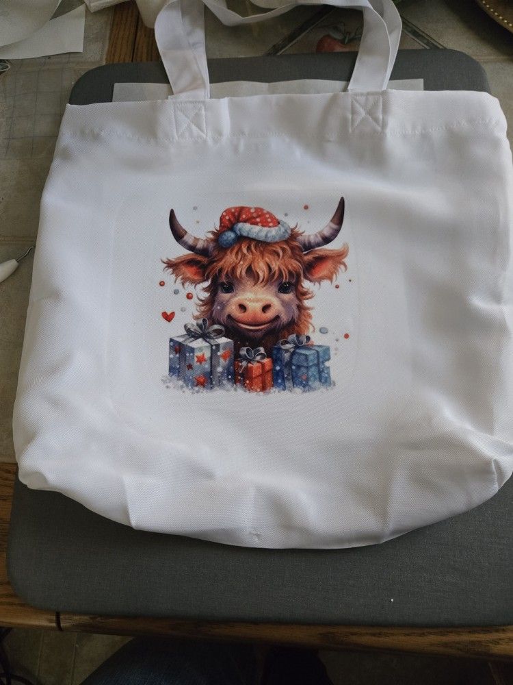 Custom Made Highland Cow Christmas Bag
