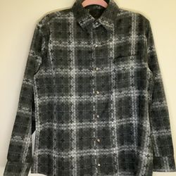 Chrome Hearts Men's Black and Gray Plaid Shirt