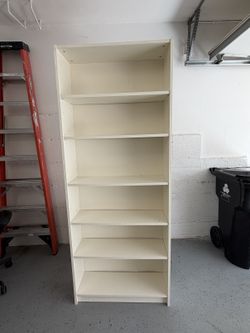Tall White Bookshelf / Bookcase - 6 Shelves - 79"H x 31.5"W x 11"D