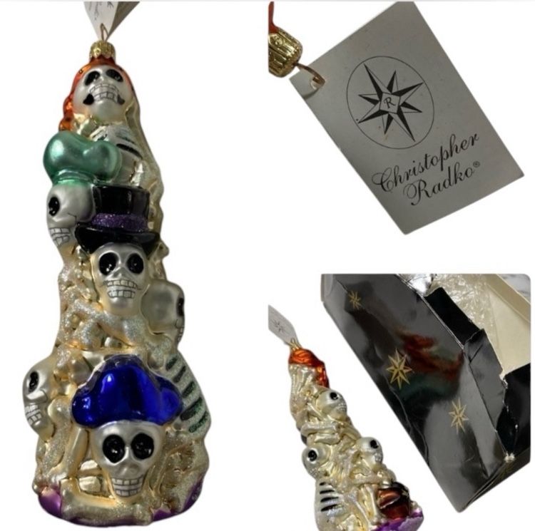 Christopher Radko Vintage “Skeleton Crew Skulls” Ornament Retired In 99'
